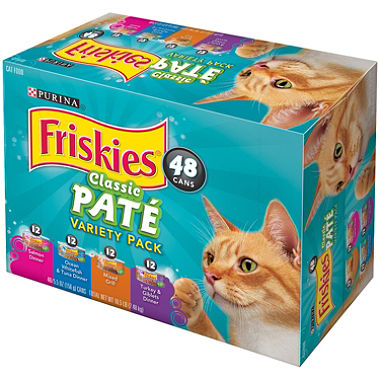 FRISKIES Savory Shreds Cat Food CLASSIC PATE(Mix Grill-12pc,Turkey-12pc,SalmonDinner-12pc,White Fish&Tuna-12pc) - 5.5oz/48pk