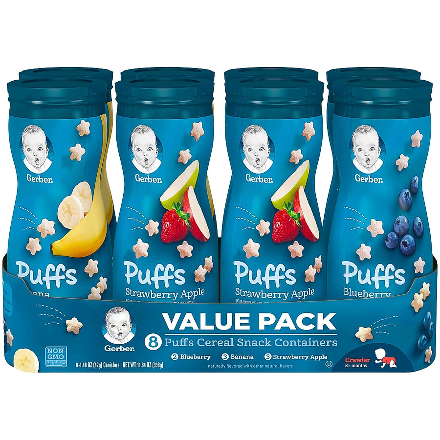 Gerber Graduates PUFFS Cereal Snack Variety Pack - 1.48oz/8pk