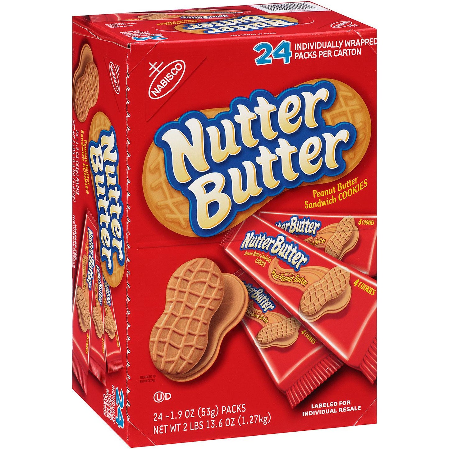 Nabisco Nutter Butter Sandwich Cookies w/Peanut Butter - 1.9oz/24pk