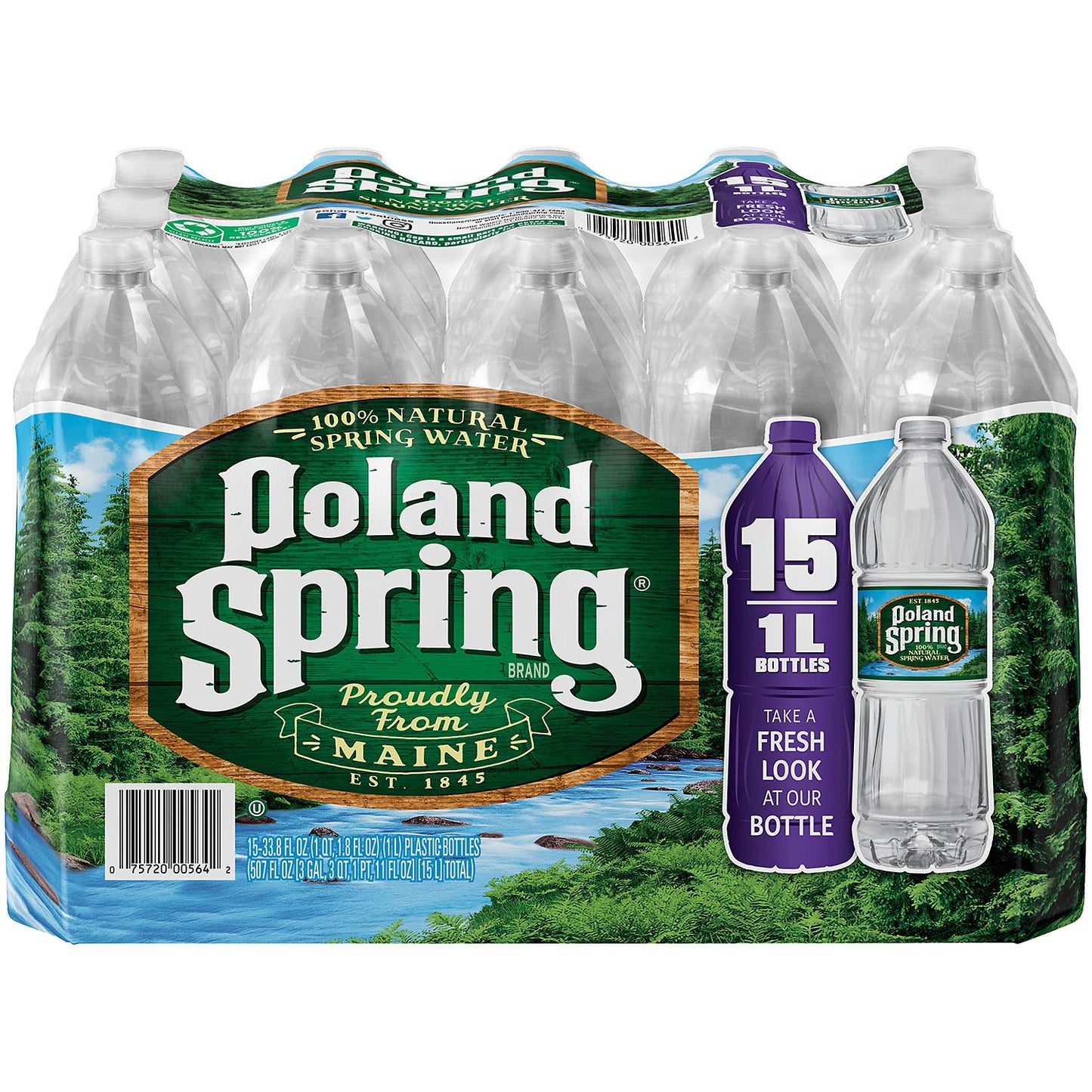 Poland Spring Water 1L- 33.8oz/15pk..CT,NY,ME 5c REFUND