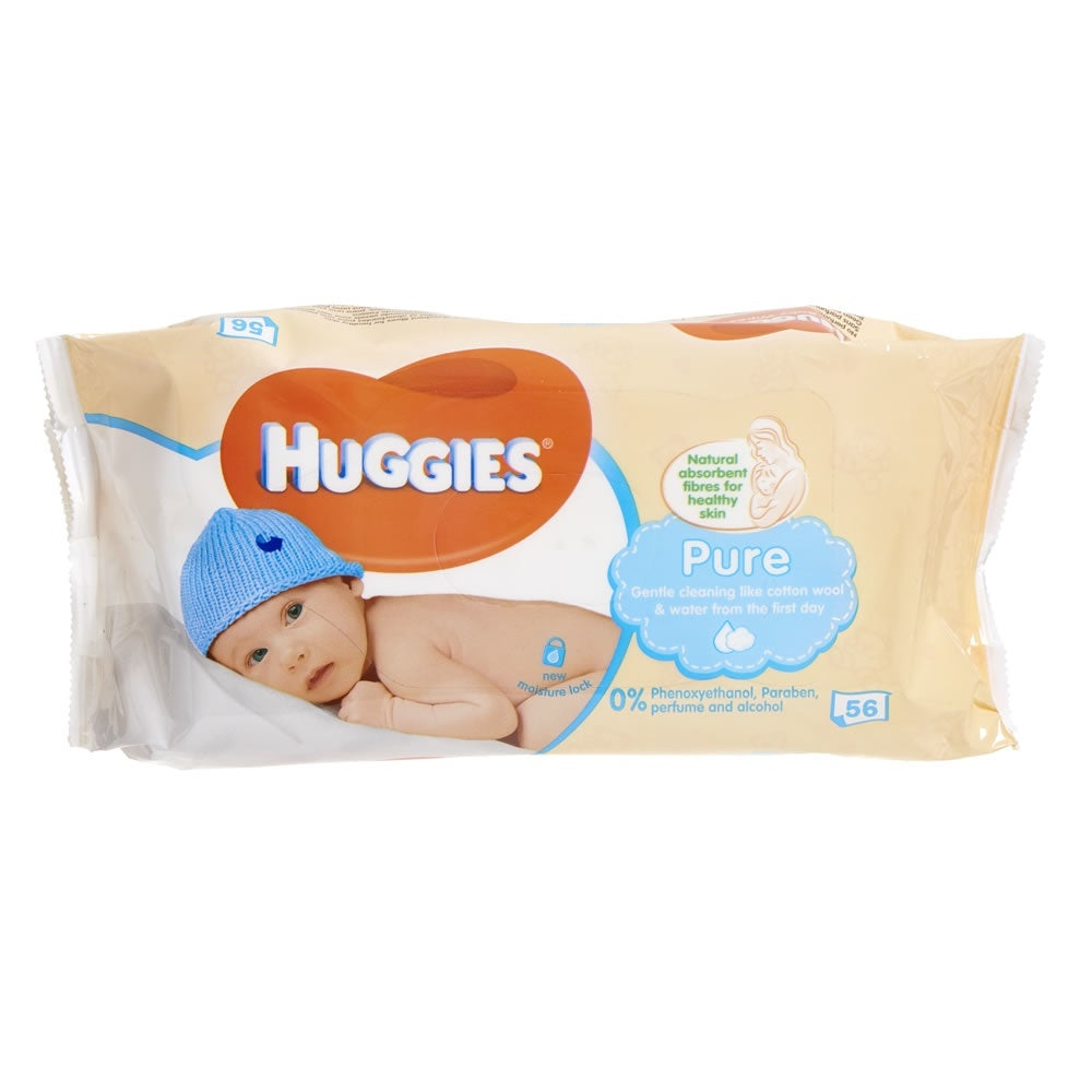 HUGGIES Baby Wipes PURE Pack Gentle Cleaning - 56ct/10pk