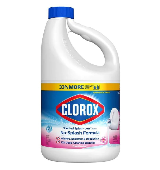 Clorox Bleach Liquid Splash-less Fresh Meadow Concentrated - 77oz/6pk