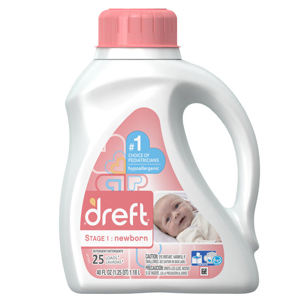 DREFT Stage1 Newborn Liq Laundry Baby 2X (25loads) - 40oz/6pk