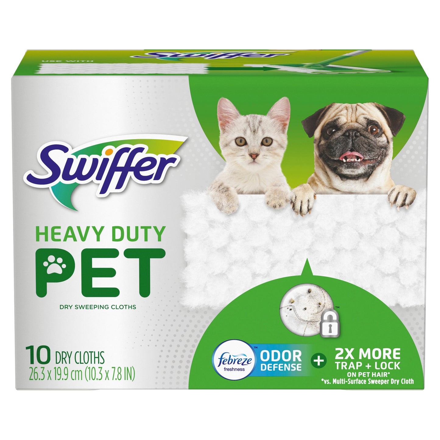 Swiffer Heavy Duty Pet Dry Sweeping Cloth Refills Febreze Odor Defense - 10ct/4pk