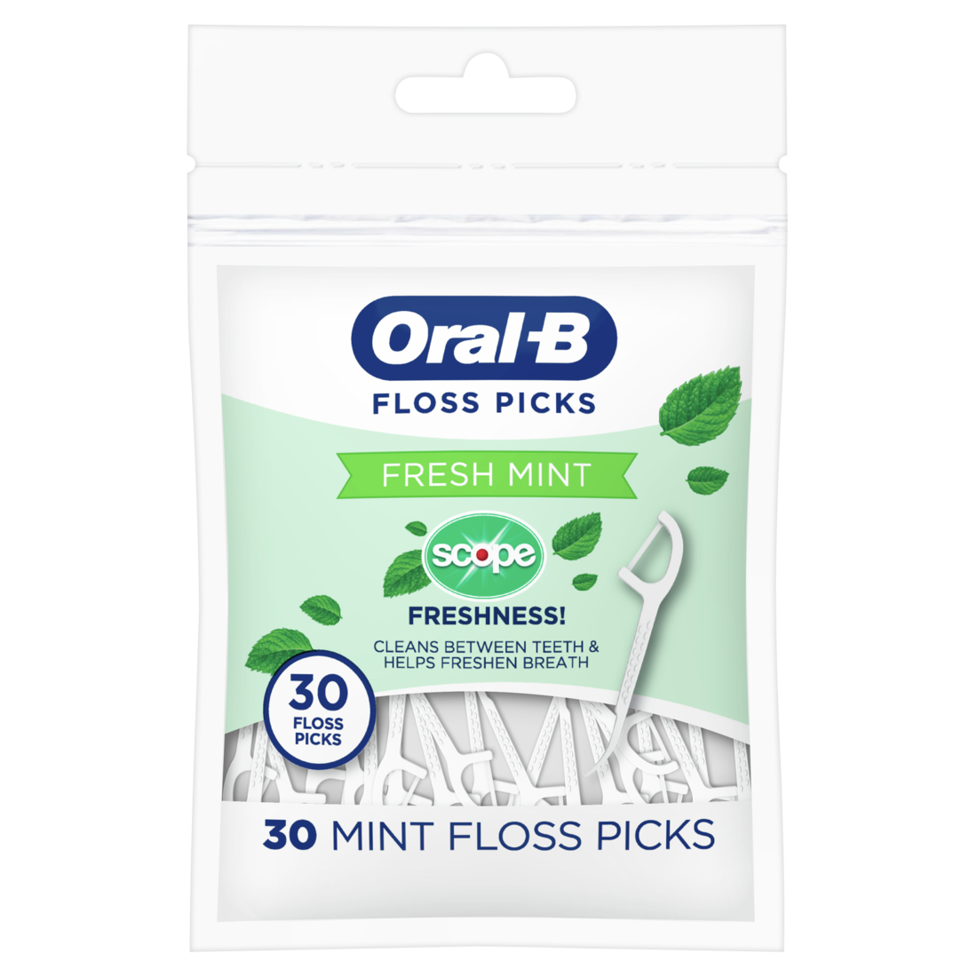 Oral-B Burst of Scope Floss Picks, Fresh Mint - 30ct/96pk