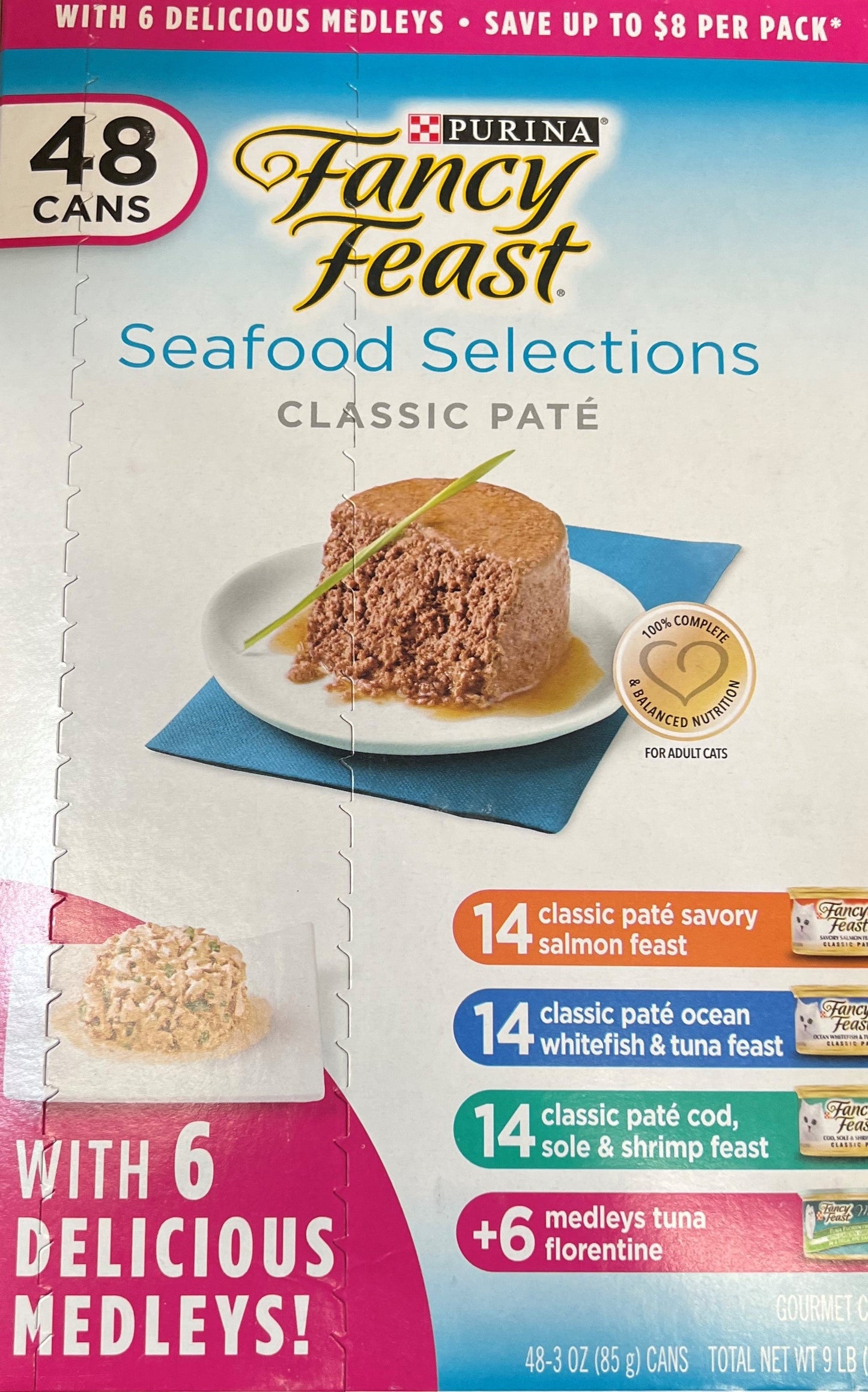 Fancy Feast Seafood Collections Classic Pate' Cat Food Variety Pack - 3oz/48pk