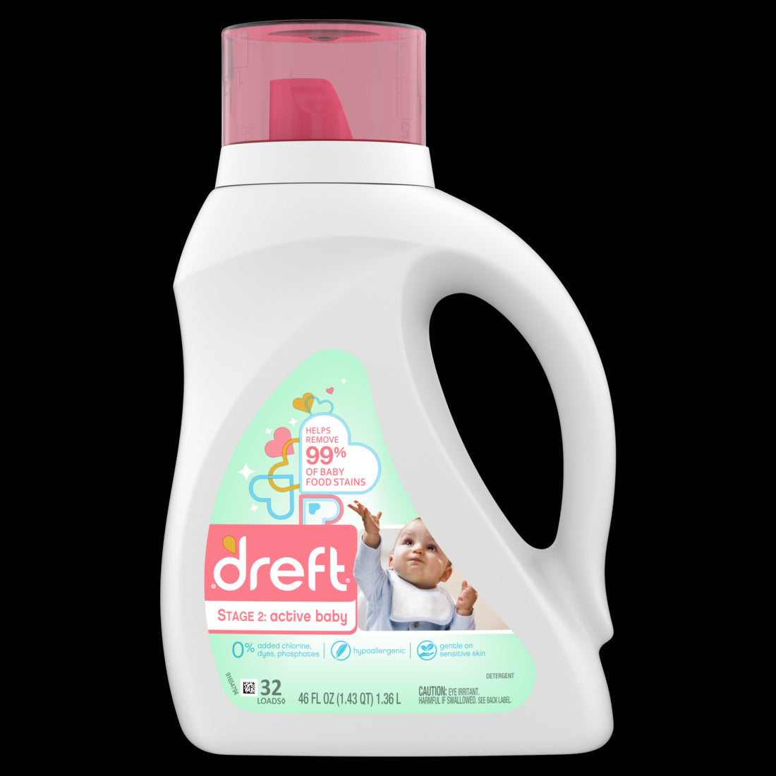Dreft Stage 2: Active Baby Liquid Laundry Detergent 32 Loads - 46oz/6pk