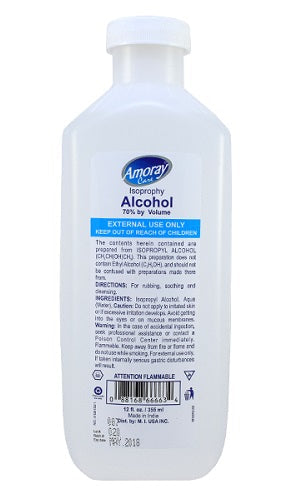 Amoray Rubbing Alcohol White 70% -  12oz/24pk