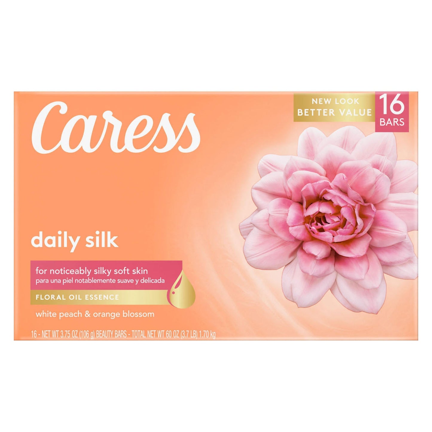 Caress Silkening Beauty Bar, Daily Silk - 3.75oz/16pk