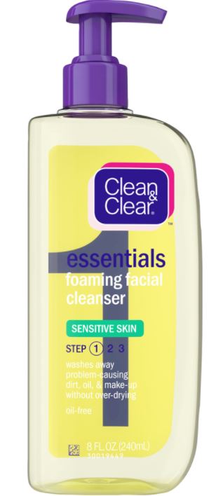 Clean & Clear Essentials Foaming Facial Cleanser for Sensitive Skin Fragrance Free - 8oz/24pk