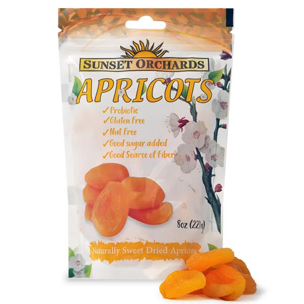 Sunset Orchards Naturally Sweet Dried Apricots - 8oz/12pk