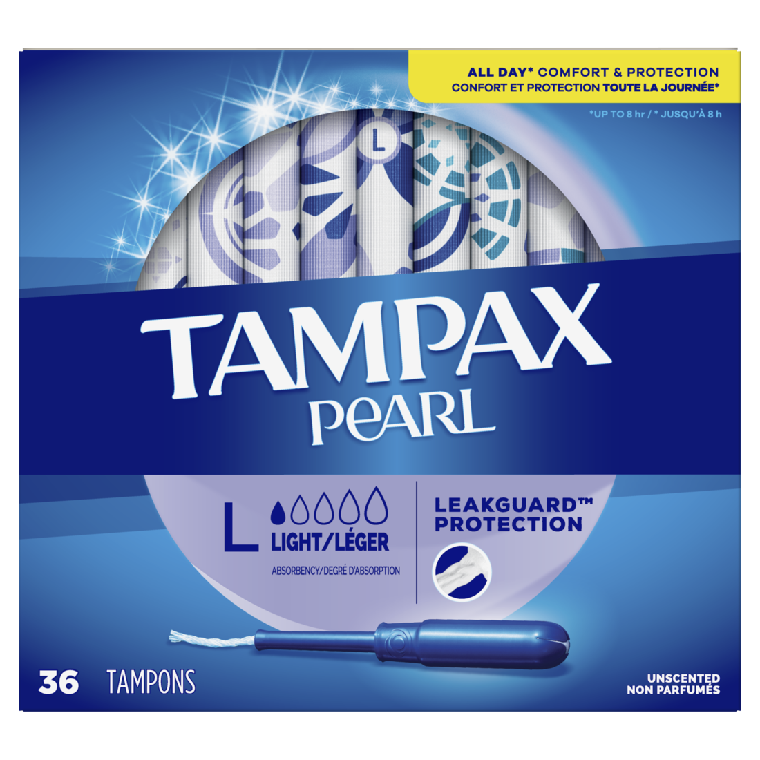 Tampax Pearl Tampons Light Absorbency Unscented - 36ct/12pk