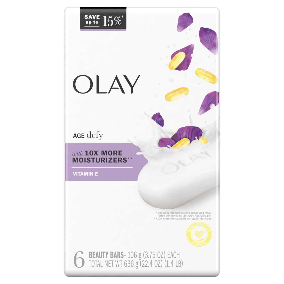 Olay Age Defying Bar Soap with Vitamin E and Vitamin B3 3.75 oz/6ct