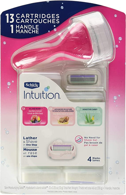 Schick Intuition Variety value pack 1 Razor handle & 13 Assorted refilled cartridges