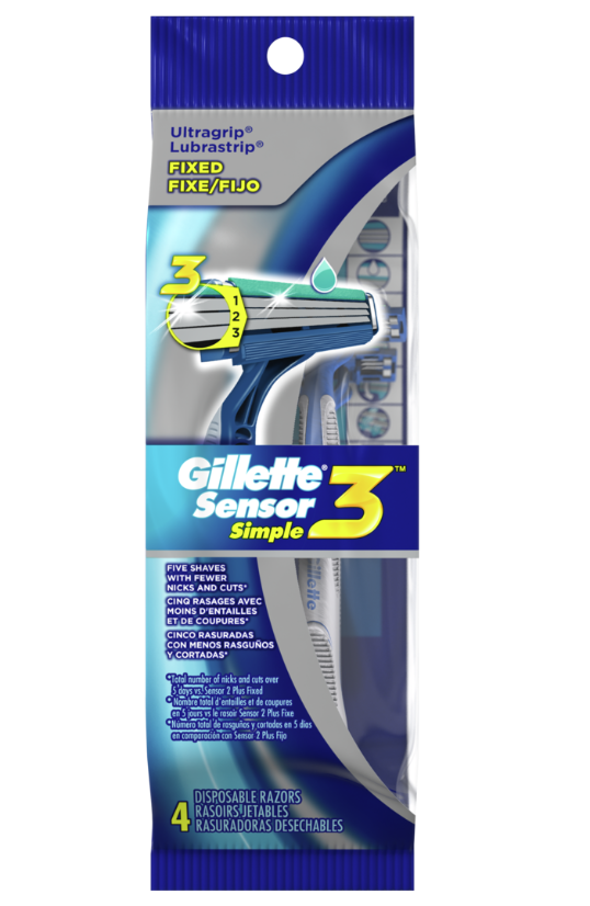 Gillette Sensor3 Menâ€™s Disposable Razors - 4ct/48pk