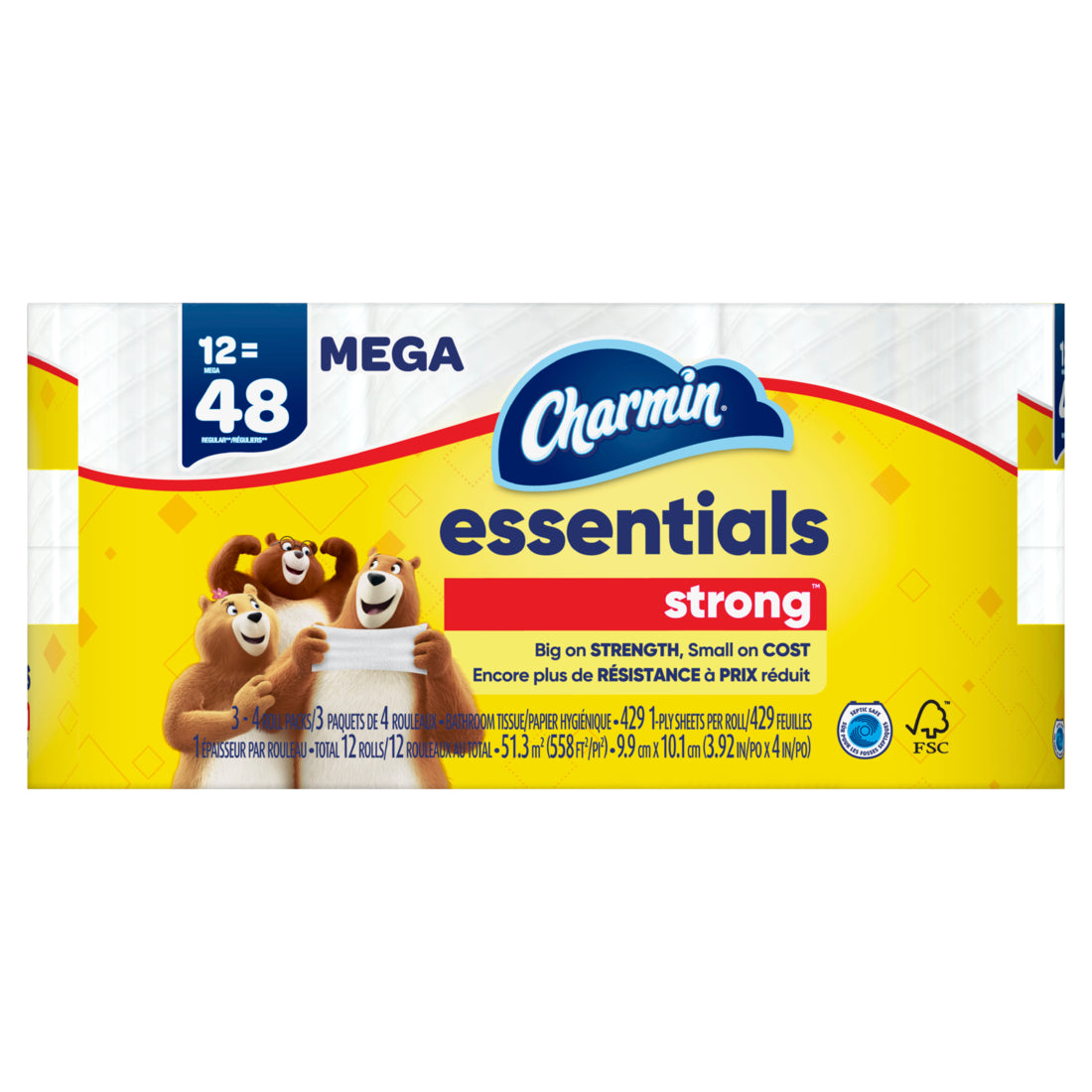 Charmin Essentials Strong Toilet Paper 429 sheets per roll - 12ct/1pk