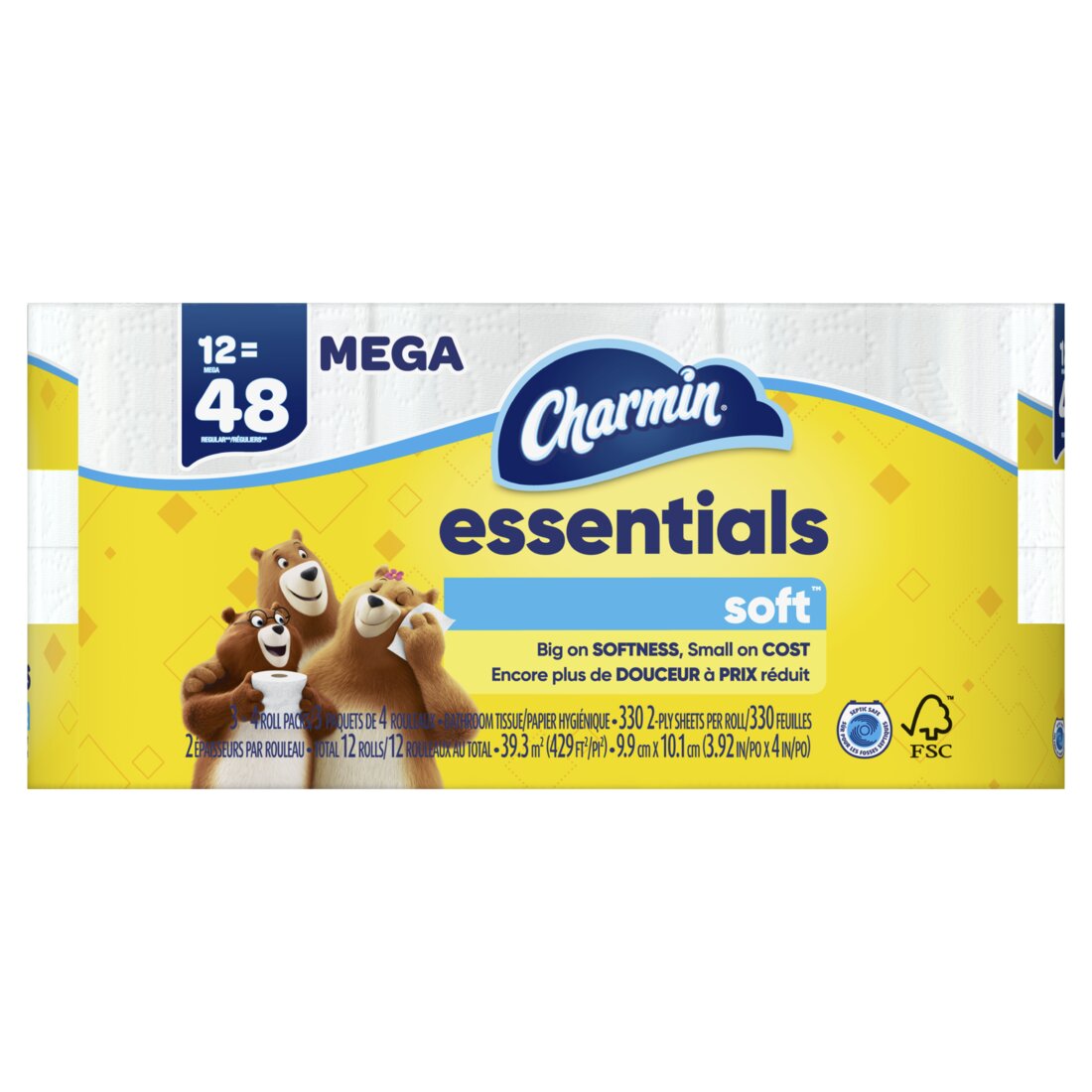 Charmin Essentials Soft Toilet Paper 330 sheets per roll - 12ct/1pk