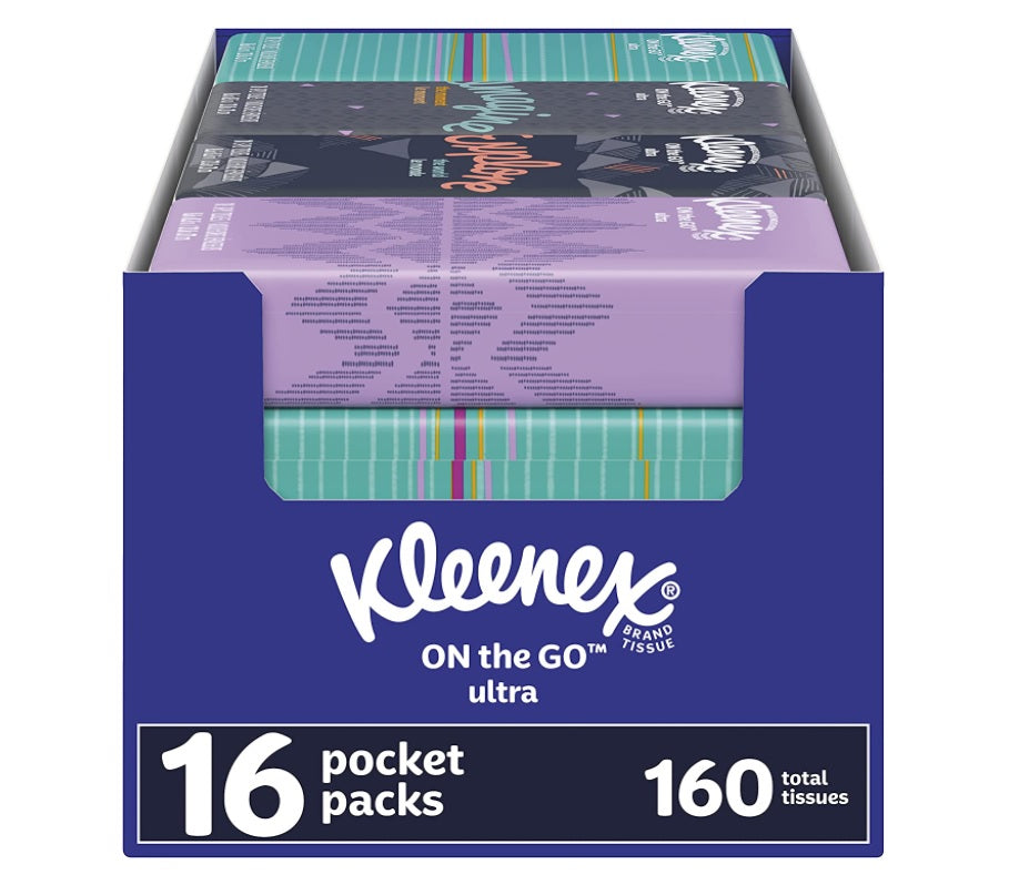 Kleenex On The Go Packs Facial Tissues 3-Ply White - 10ct/16pk