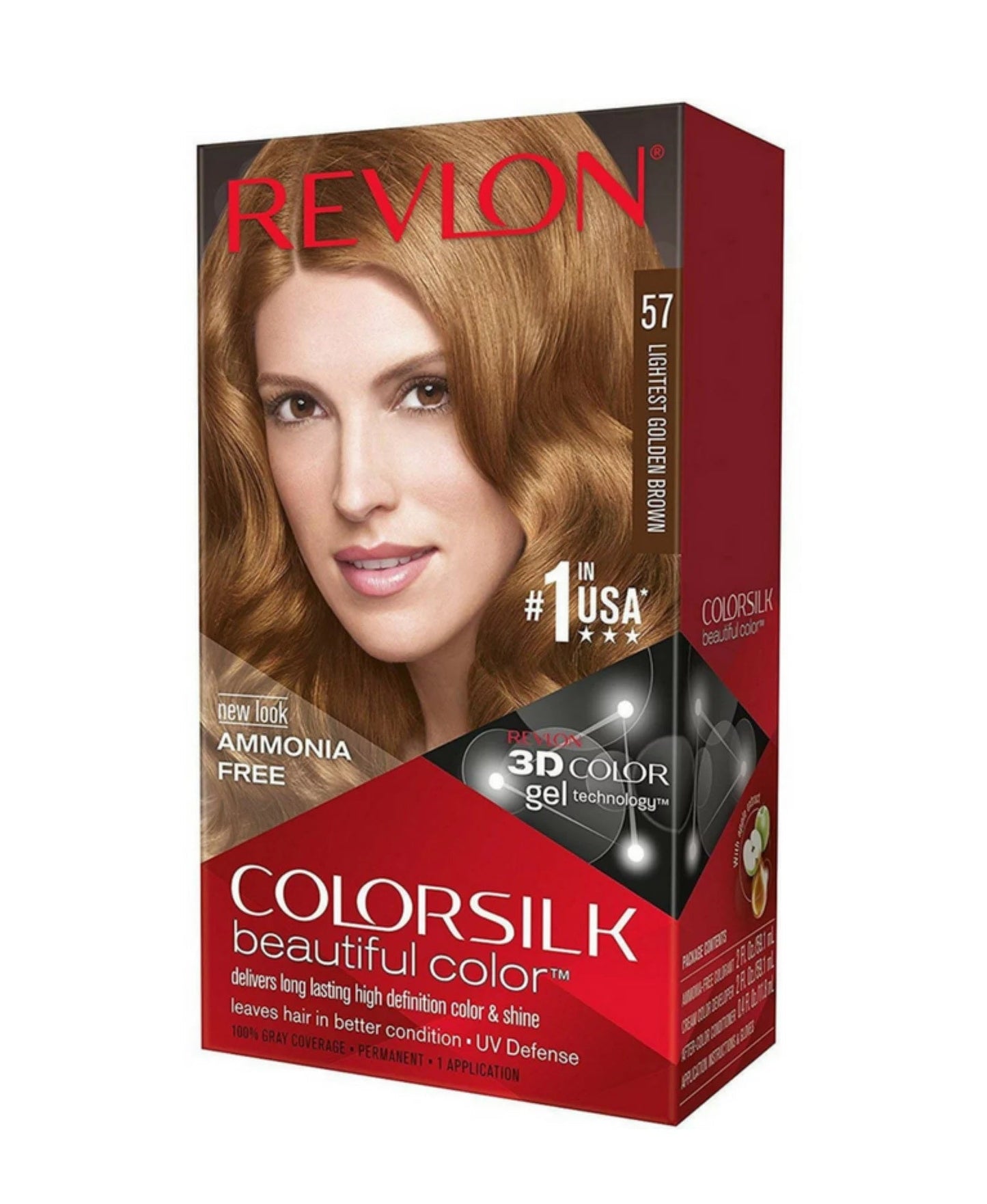 Revlon Colorsilk Hair Color 57 Lightest Golden Brown USA - 1ct/3PK