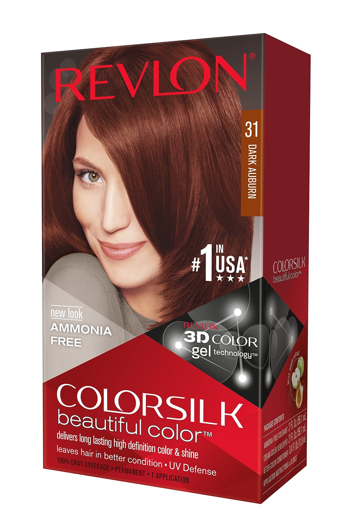 Revlon Colorsilk Hair Color 31 Dark Auburn USA - 1ct/3PK