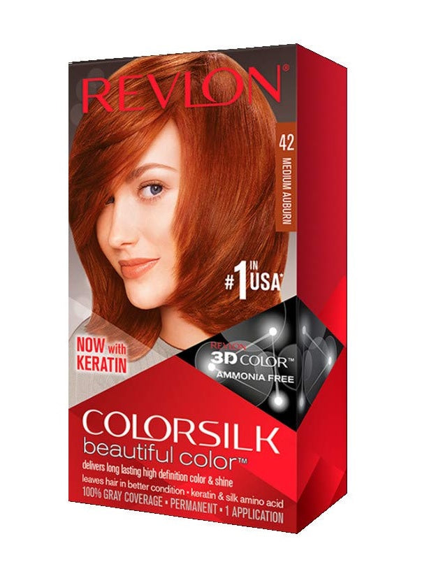 Revlon Colorsilk Hair Color 42 Medium Auburn USA - 1ct/3PK