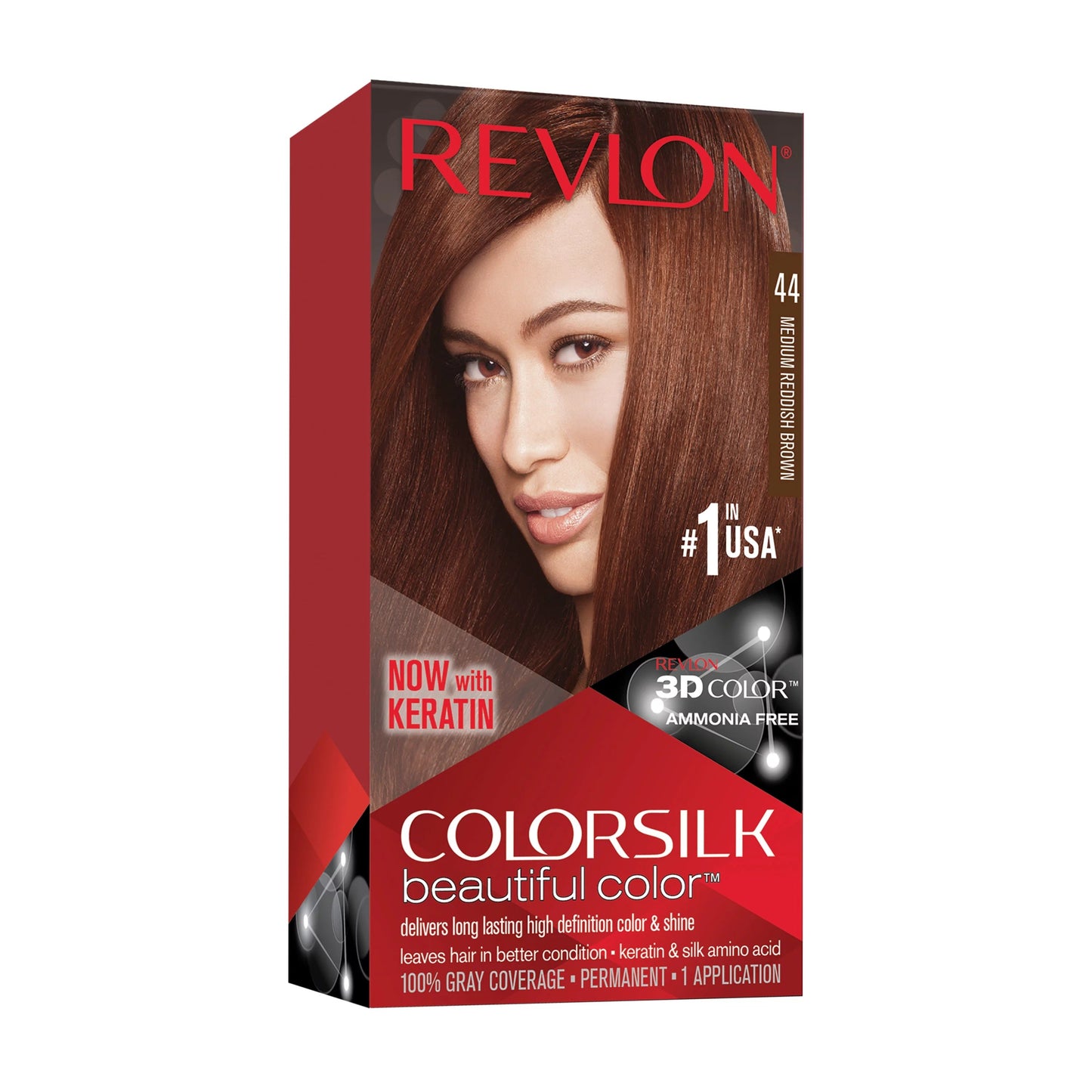 Revlon Colorsilk Hair Color 44 Medium Reddish Brown USA - 1ct/3PK<br>