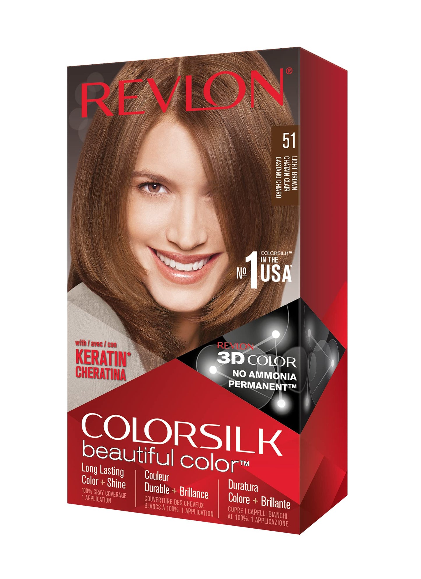 Revlon Colorsilk Hair Color 51 Light Brown USA - 1ct/3PK