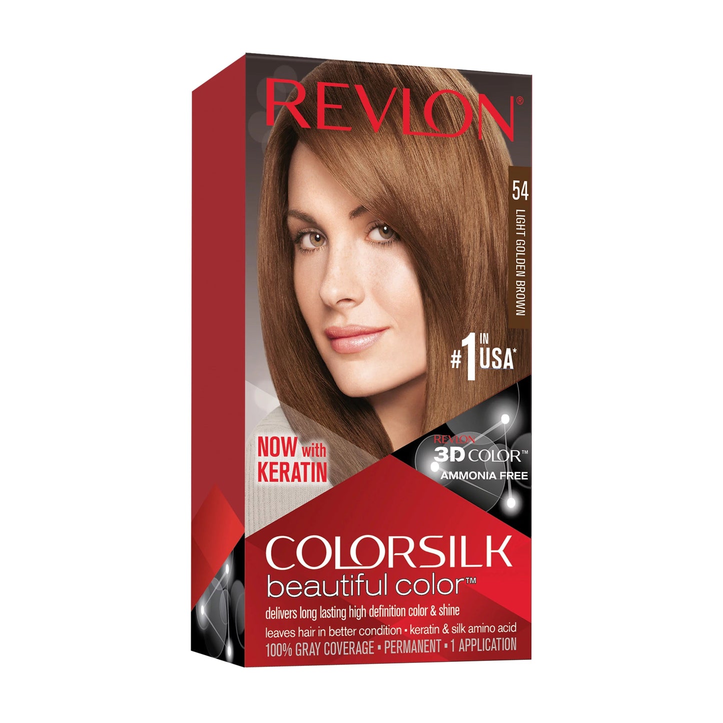 Revlon Colorsilk Hair Color 54 Light Golden Brown USA - 1ct/3PK