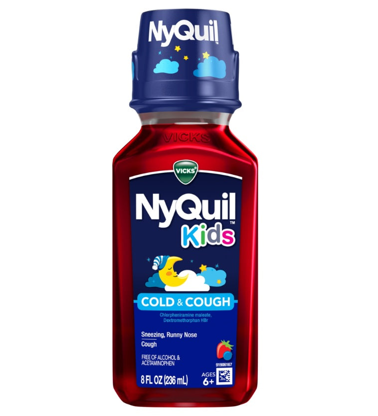 Vicks NyQuil Cold & Cough Medicine For Children Ages 6+ Free of Alcohol Berry Flavor - 8oz/12pk