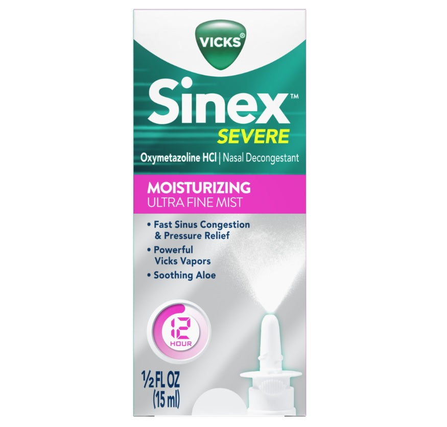 Vicks Sinex SEVERE Nasal Spray Moisturizing Ultra Fine Mist with Aloe - 265ct/32pk