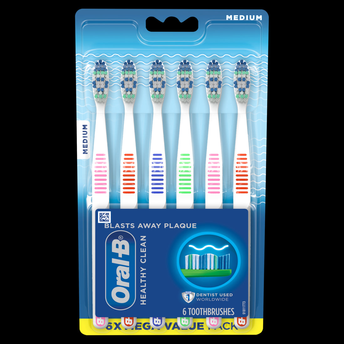 Oral-B Healthy Clean Toothbrushes Size Medium - 6ct/24pk