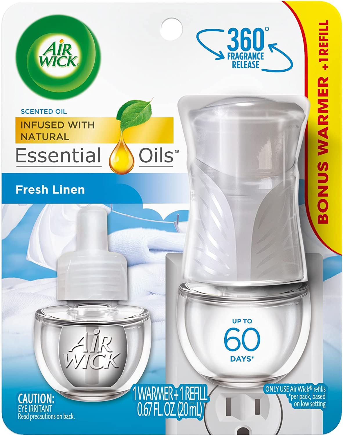 AIR WICK Scented Oil Starter Kit Essential Oil Fresh Linen - 1ct/6pk