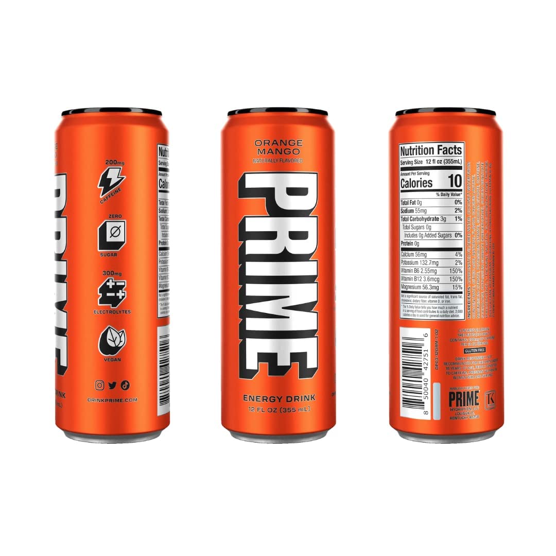 Prime Orange Mango Energy Drink - 12oz/24pk