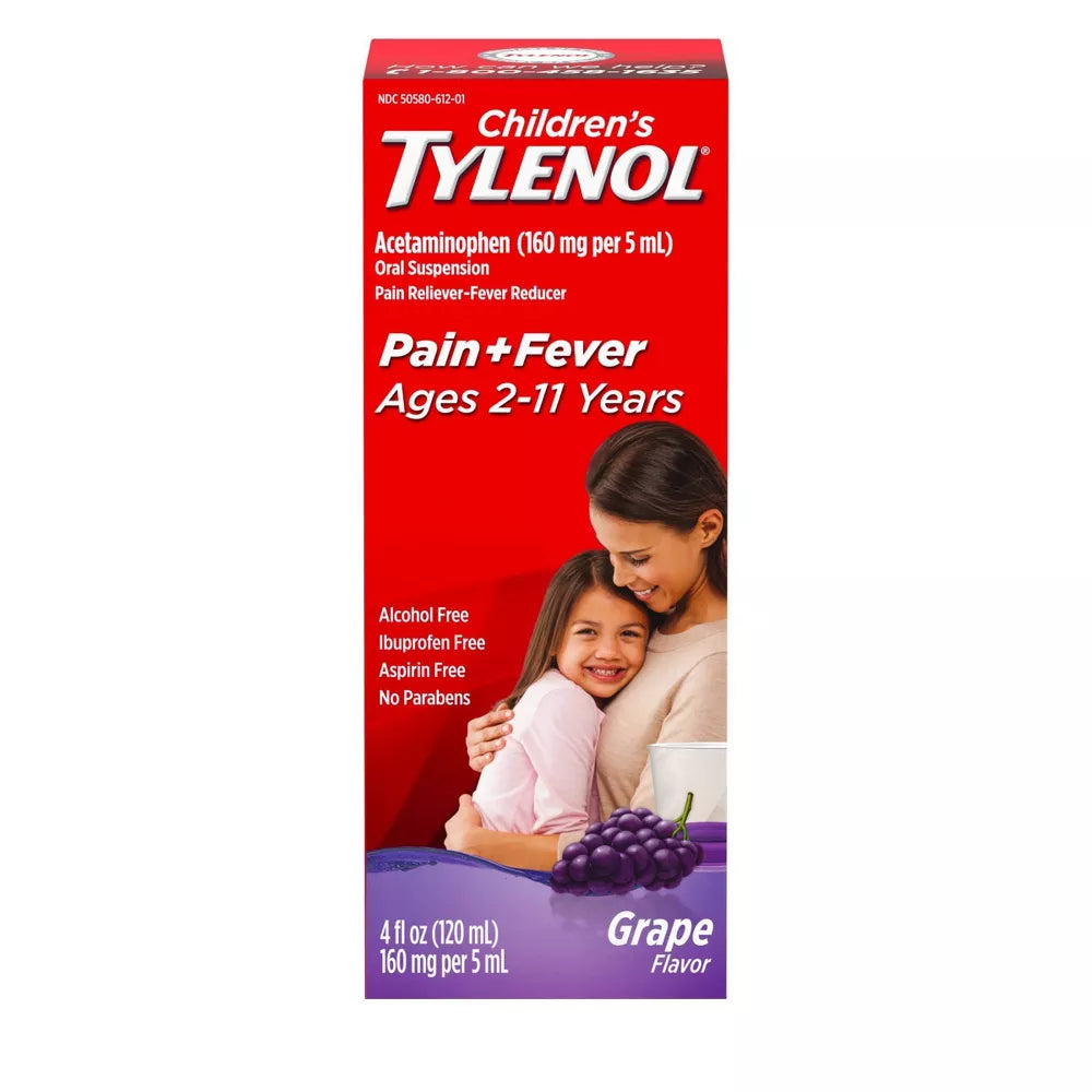 Children's TYLENOL Pain Reliever & Fever Reducer Ages 2-11 Years Grape Splash Flavor - 4oz/36pk